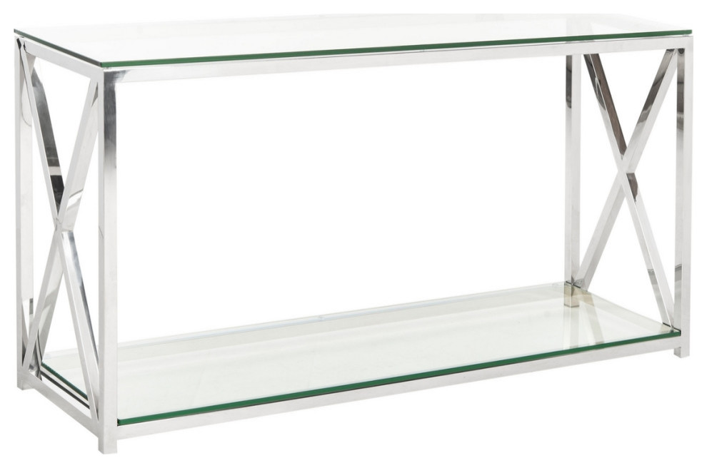 Owen Glass Top Console Chrome   Contemporary   Console Tables   by AED Luxury Home Decor  Houzz