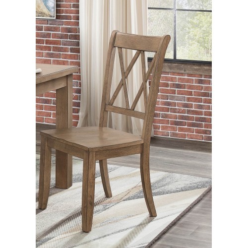 Casual Brown Finish Side Chairs Set of 2 Pine Vene...