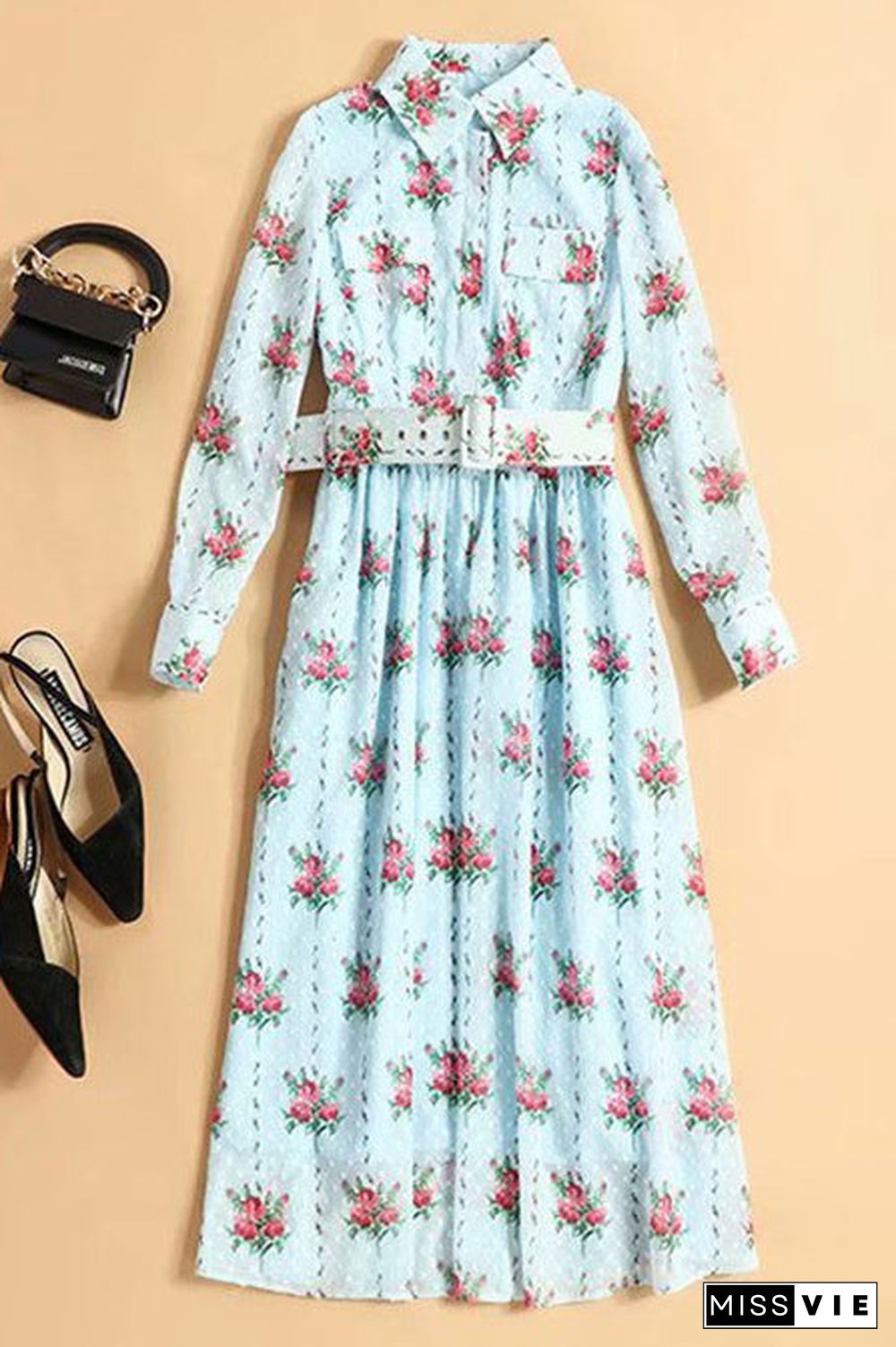 Kate Middleton Floral Print Belted Shirt Dress