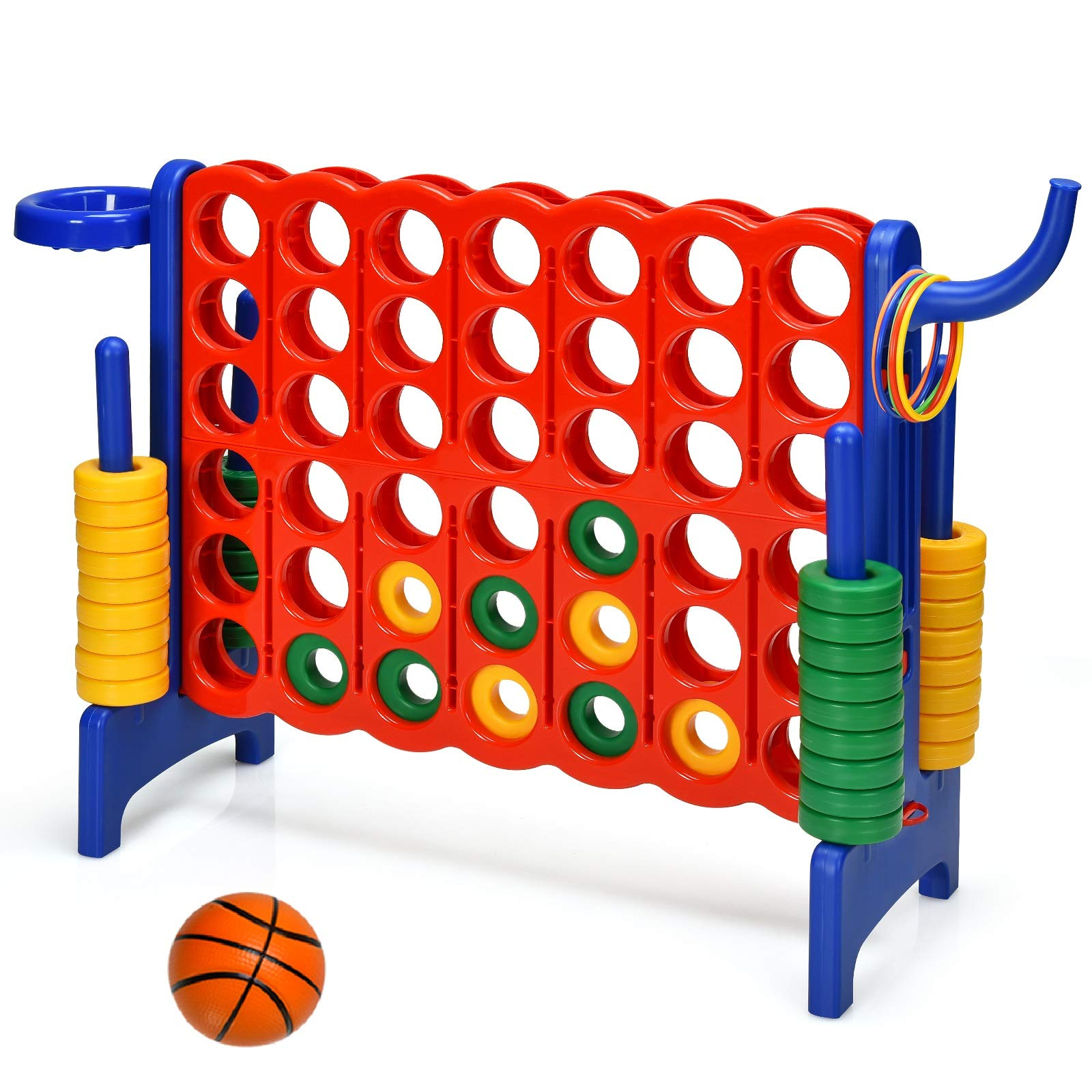 Costzon Giant 4-in-A-Row, Jumbo 4-to-Score Giant Game w/ Basketball Hoop