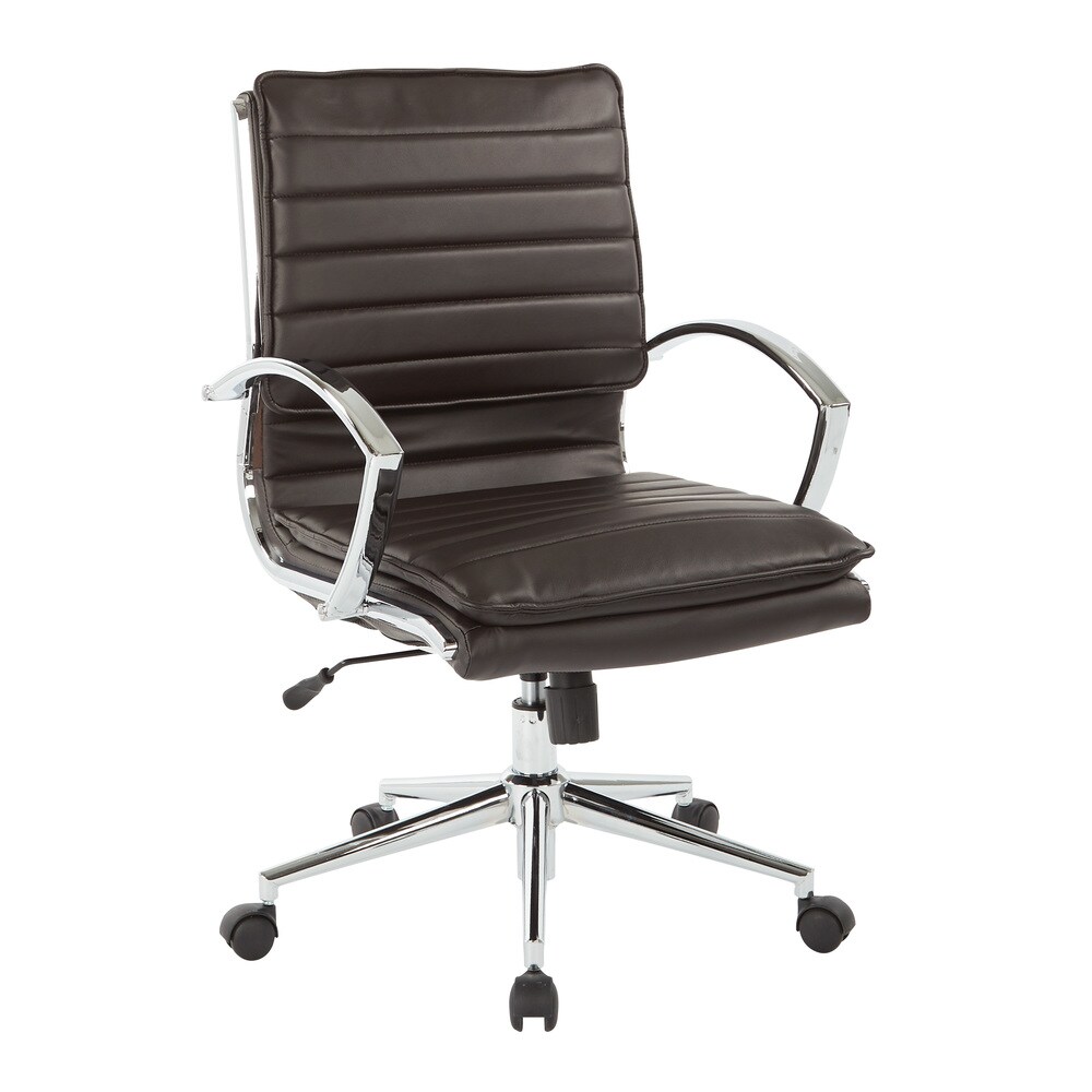 Faux Leather Chair/ Chrome Base Mid back Professional Managers Chair w/ Removable Sleeves