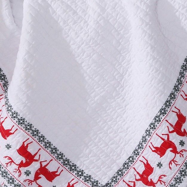 Rudolph Holiday Quilted Throw White Levtex Home