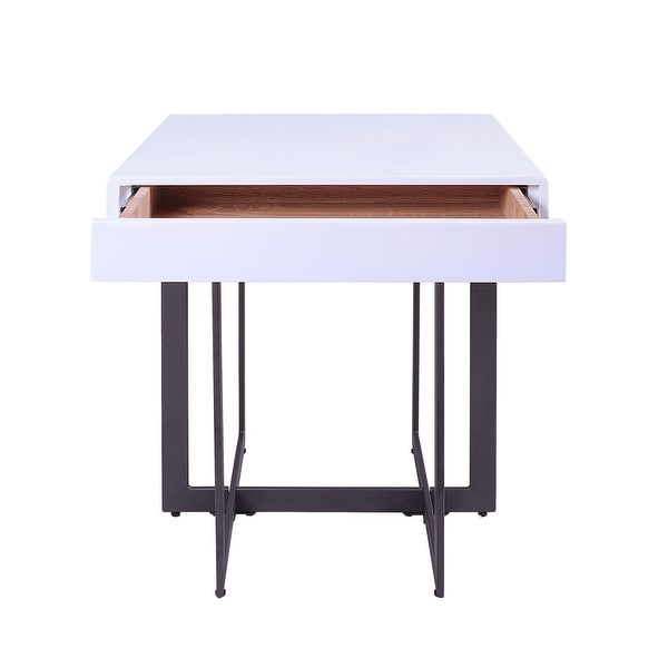 DH BASIC Modern White High Gloss Storage End Table by Denhour