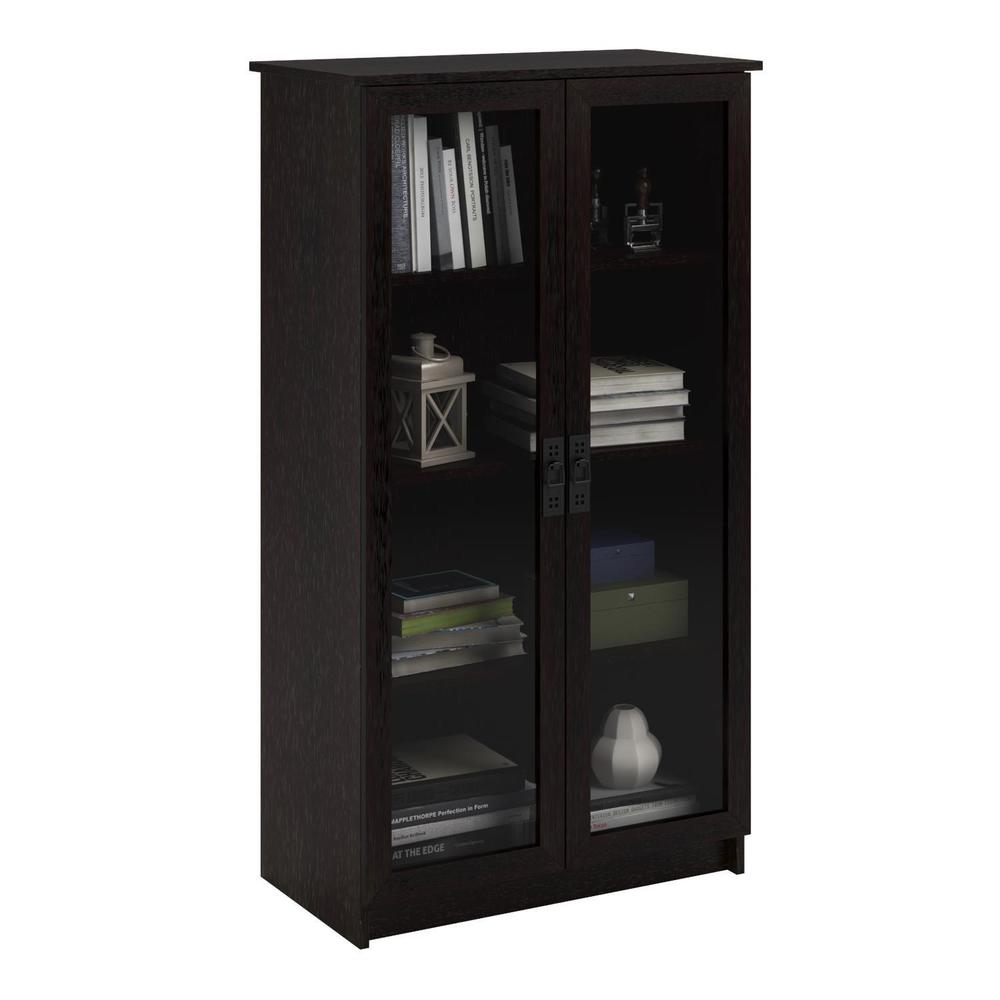 Avenue Greene Walnut Ridge Espresso Glass Door Bookcase