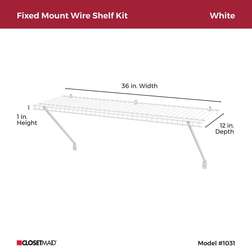 ClosetMaid 36 in. W x 12 in. D White Steel Wire Closet Shelf 1031