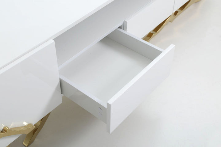 Liza Modern White and Gold TV Stand   Contemporary   Entertainment Centers And Tv Stands   by Rustic Home Furniture Deco  Houzz