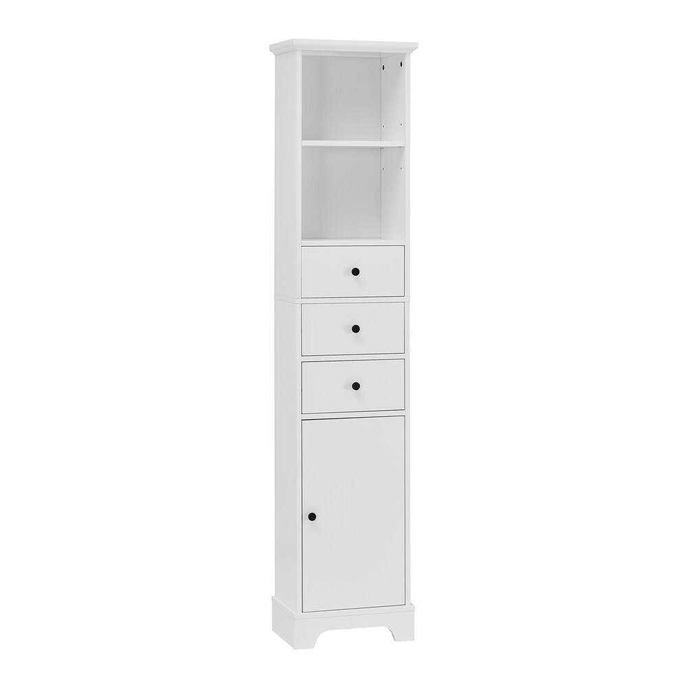 Tall Bathroom Cabinet Storage Cabinet 3 Drawers and Adjustable Shelf