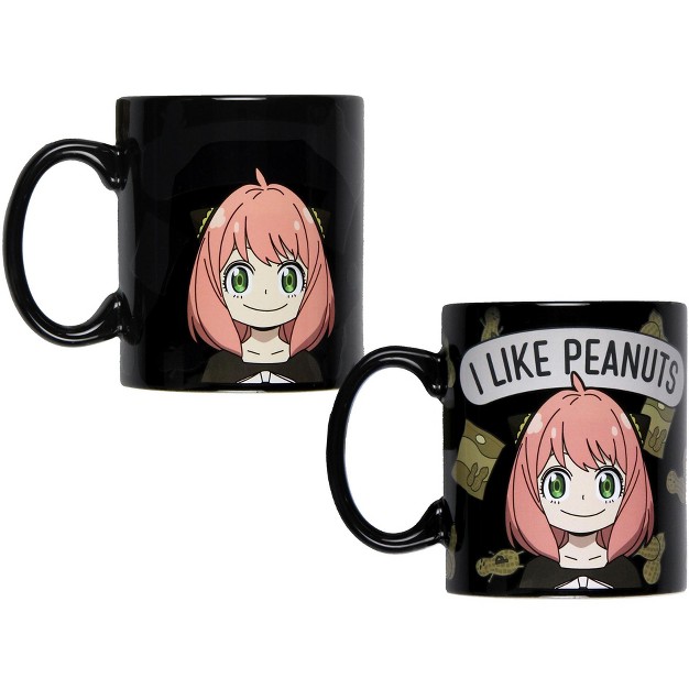 Spy X Family Anime Merch Anya Forger Heat Changing 16 Oz Ceramic Coffee Mug Cup Black