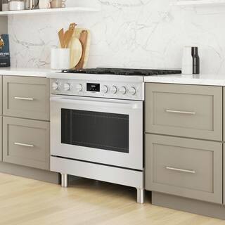 Bosch 800 Series 36 in. 3.5 cu. ft. Industrial Style Gas Range with 6-Burners in Stainless Steel HGS8655UC