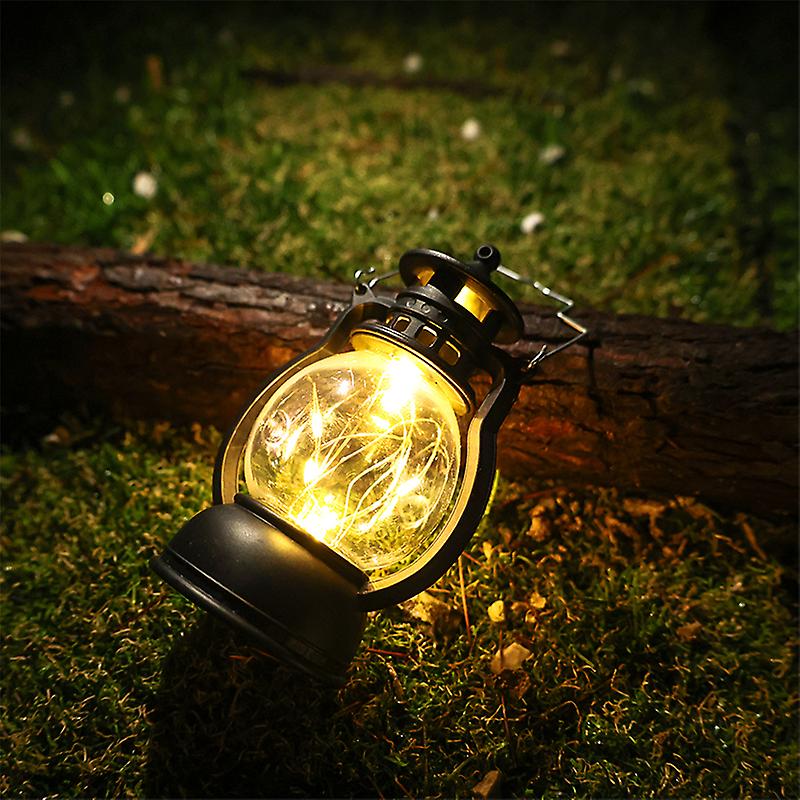 Led Retro Portable Lamp Outdoor Camping Lantern Dynamic Flame Light Battery Powered Tent Light Garden Decoration Night Lights