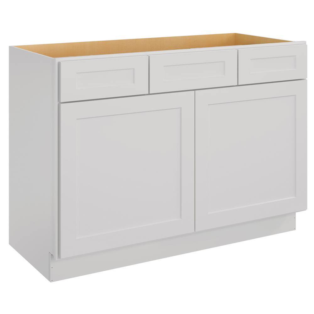 HOMEIBRO 48 in. W x 21 in. D x 34.5 in. H in Shaker Dove Plywood Ready to Assemble Floor Vanity Sink Base Kitchen Cabinet HD-SD-VSD48-A