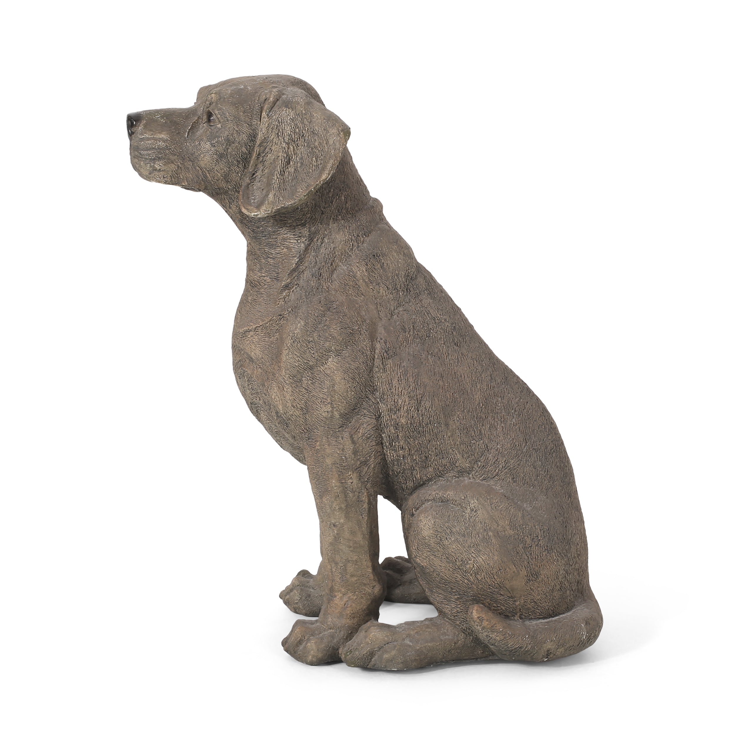 Noble House 19.5" Caine Cast Stone Outdoor Dog Garden Statue