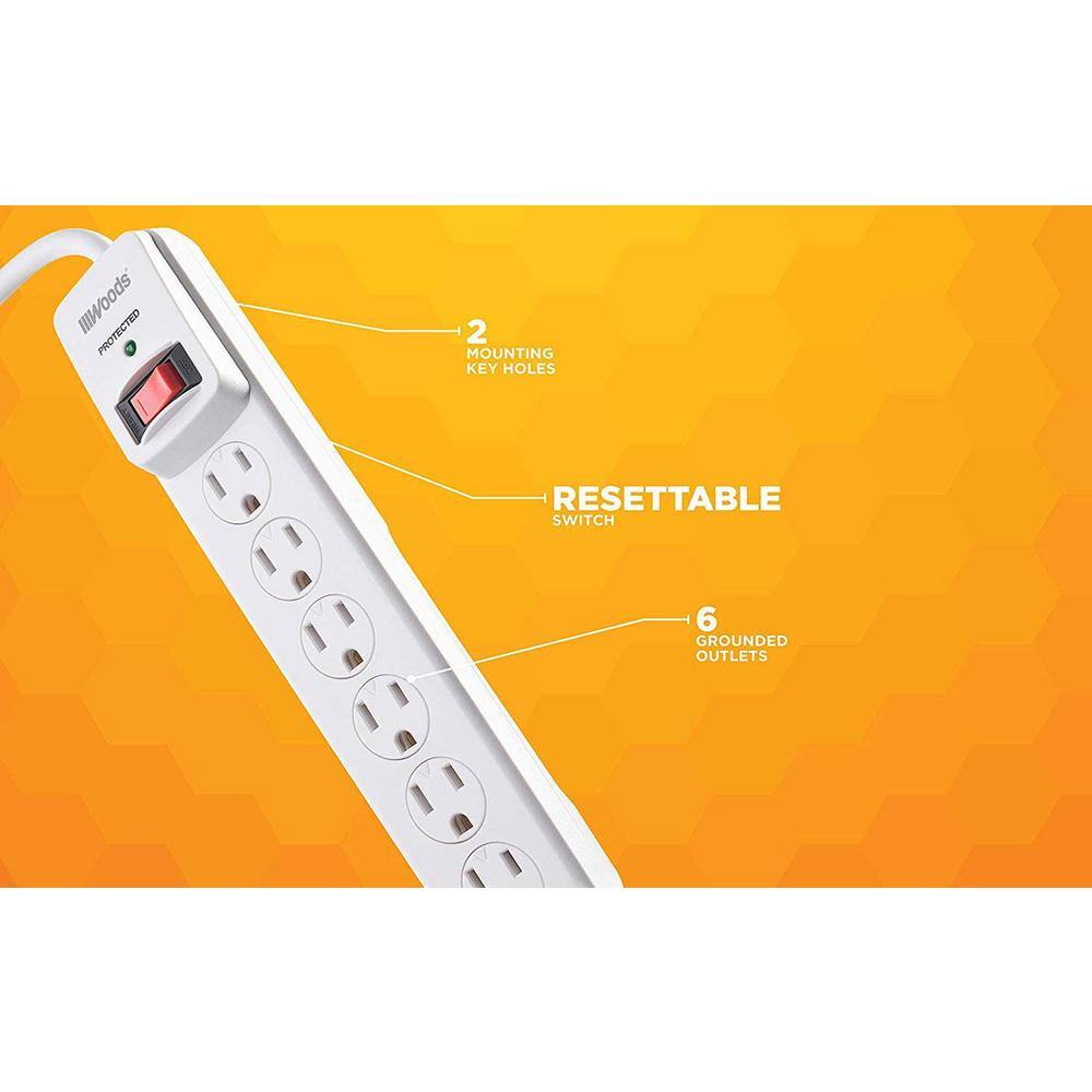 Woods 6-Outlet Surge Strip with 3 ft. Cord 41492