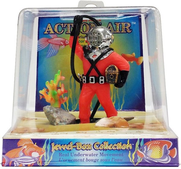 Penn-Plax Action Air Diver with Hose Aerating Aquarium Ornament， 4-in， Color Varies