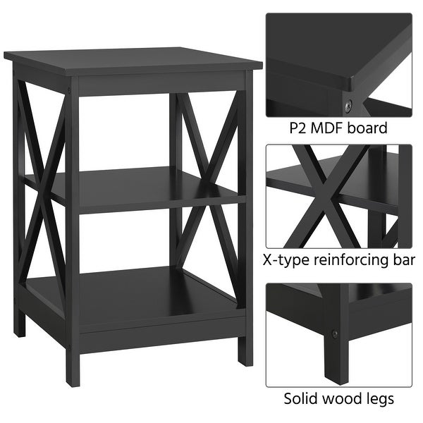 Yaheetech 3 Tier X-Design End Table Storage Cabinet For Living Room