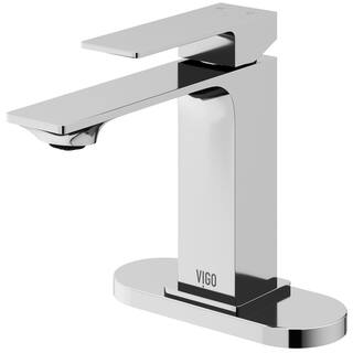 VIGO Dunn Single-Handle Single Hole Bathroom Faucet with Deck Plate in Chrome VG01054CHK1