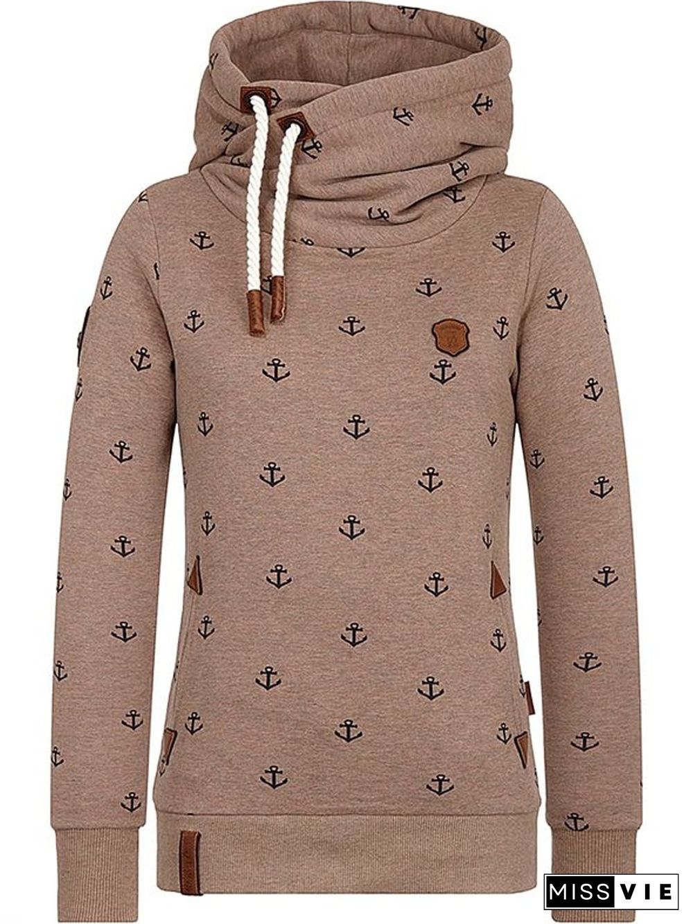 Patchwork Cotton-Blend Casual Hoodie Sweatshirts