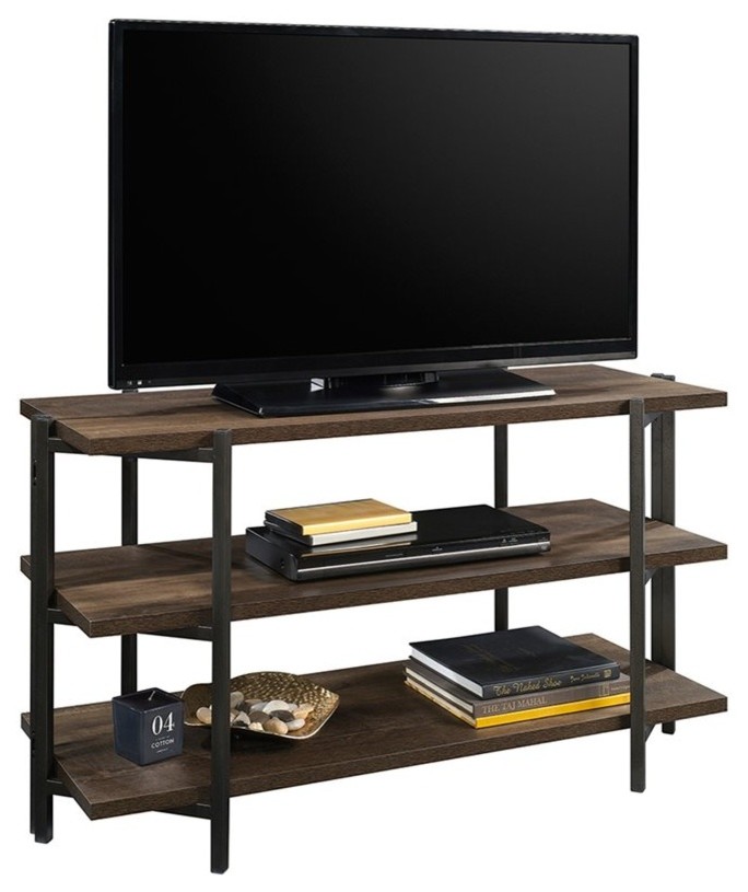 Sauder North Avenue Engineered Wood TV Stand in Smoked Oak Finish   Industrial   Console Tables   by Buildcom  Houzz