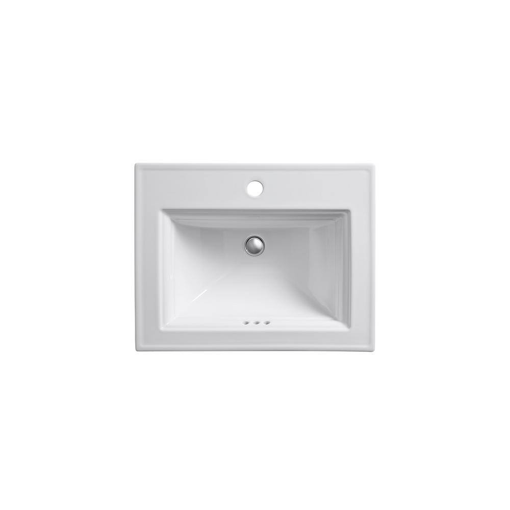 KOHLER Memoirs Stately Drop-In Vitreous China Bathroom Sink in White with Overflow Drain K-2337-1-0