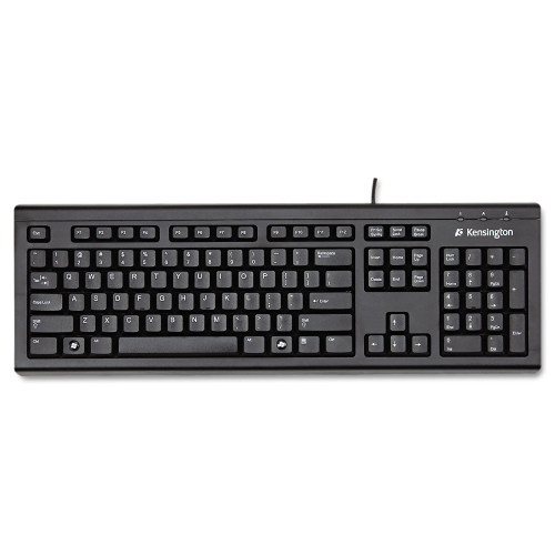 Kensington Keyboard for Life Slim Spill-Safe Keyboard， 104 Keys， Black (64370)