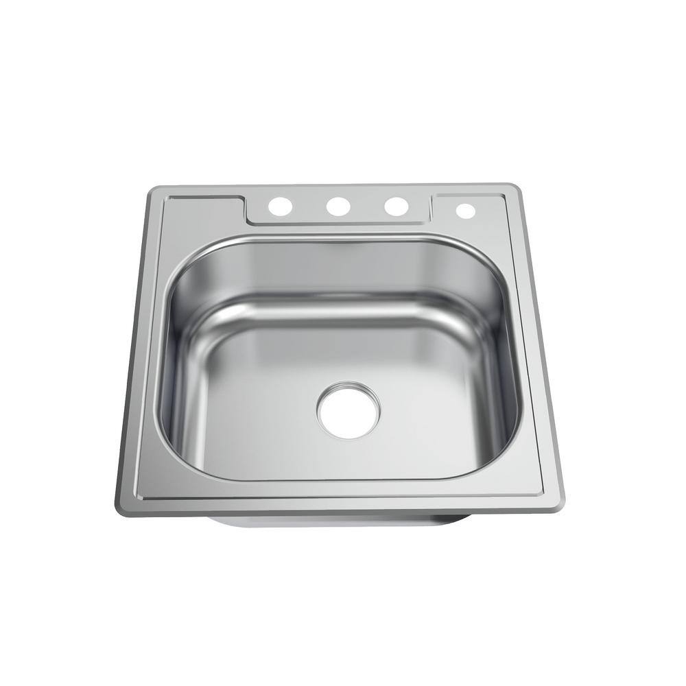 Glacier Bay Drop-In Stainless Steel 25 in. 4-Hole Single Bowl Kitchen Sink VT2522A16