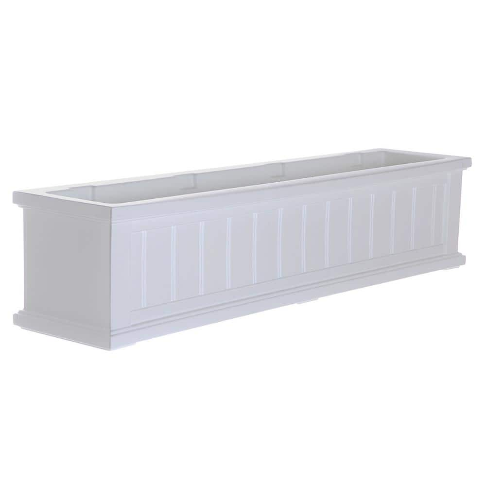 Mayne Cape Cod 48 in. x 11 in. Self-Watering White Polyethylene Window Box 4841-W