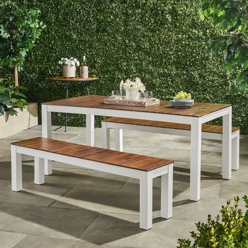 Bali Outdoor 3 piece Acacia Wood Picnic Dining Set by Christopher Knight Home