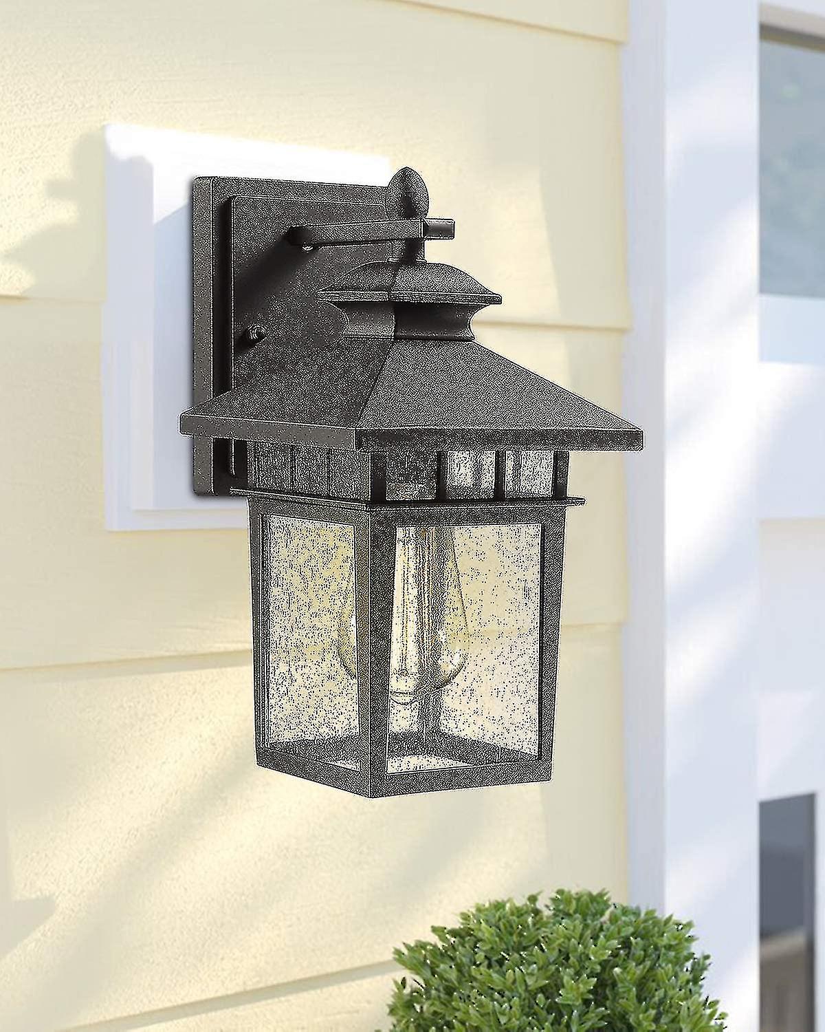 Outdoor Wall Mount Lights | Exterior Porch Light Fixture， Sanded Black Cast-aluminum With Bubble Glass Panel