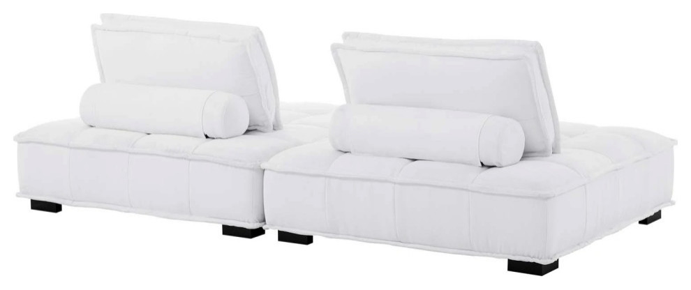 Nan White Tufted Fabric Fabric 2 Piece Loveseat   Transitional   Loveseats   by Virgil Stanis Design  Houzz