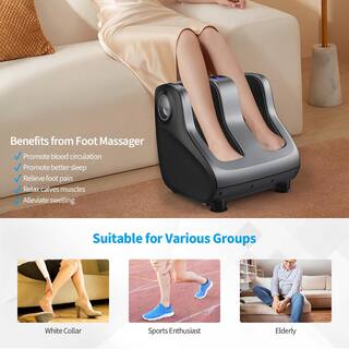 Costway Shiatsu 6-Speed Foot and Calf Massager with Compression Kneading Heating and Vibrating in Grey JS10017US-GR