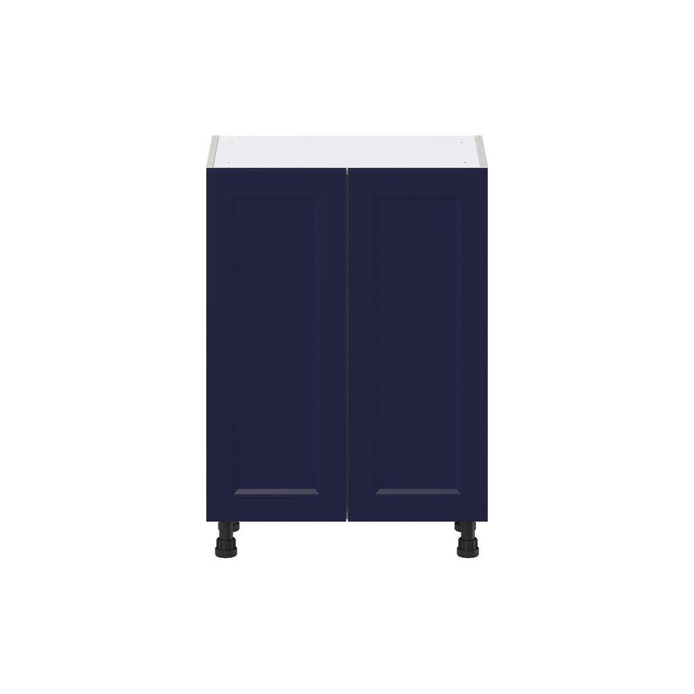 J COLLECTION 24 in. W x 34.5 in. H x 14 in. D Devon Painted Blue Shaker Assembled Shallow Base Kitchen Cabinet with Drawers DSB2414-2FHI3-DV