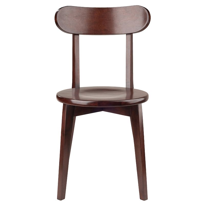 Set of 2 Walnut Wood Chair with Round Seat and Inspired Flared Legs 31.5