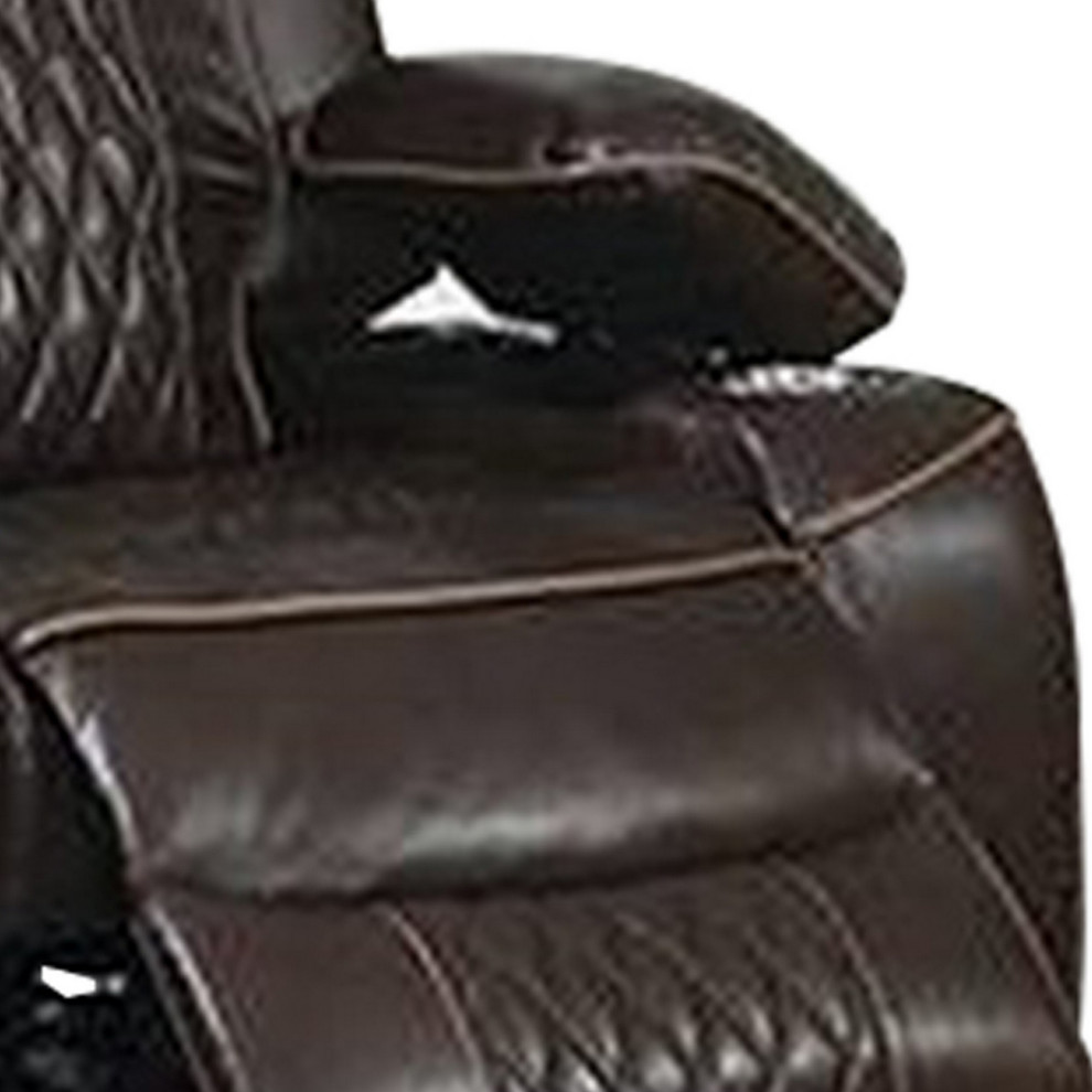 Seda 71 quotPower Reclining Loveseat  Storage Console  Brown Faux Leather   Contemporary   Loveseats   by VirVentures  Houzz