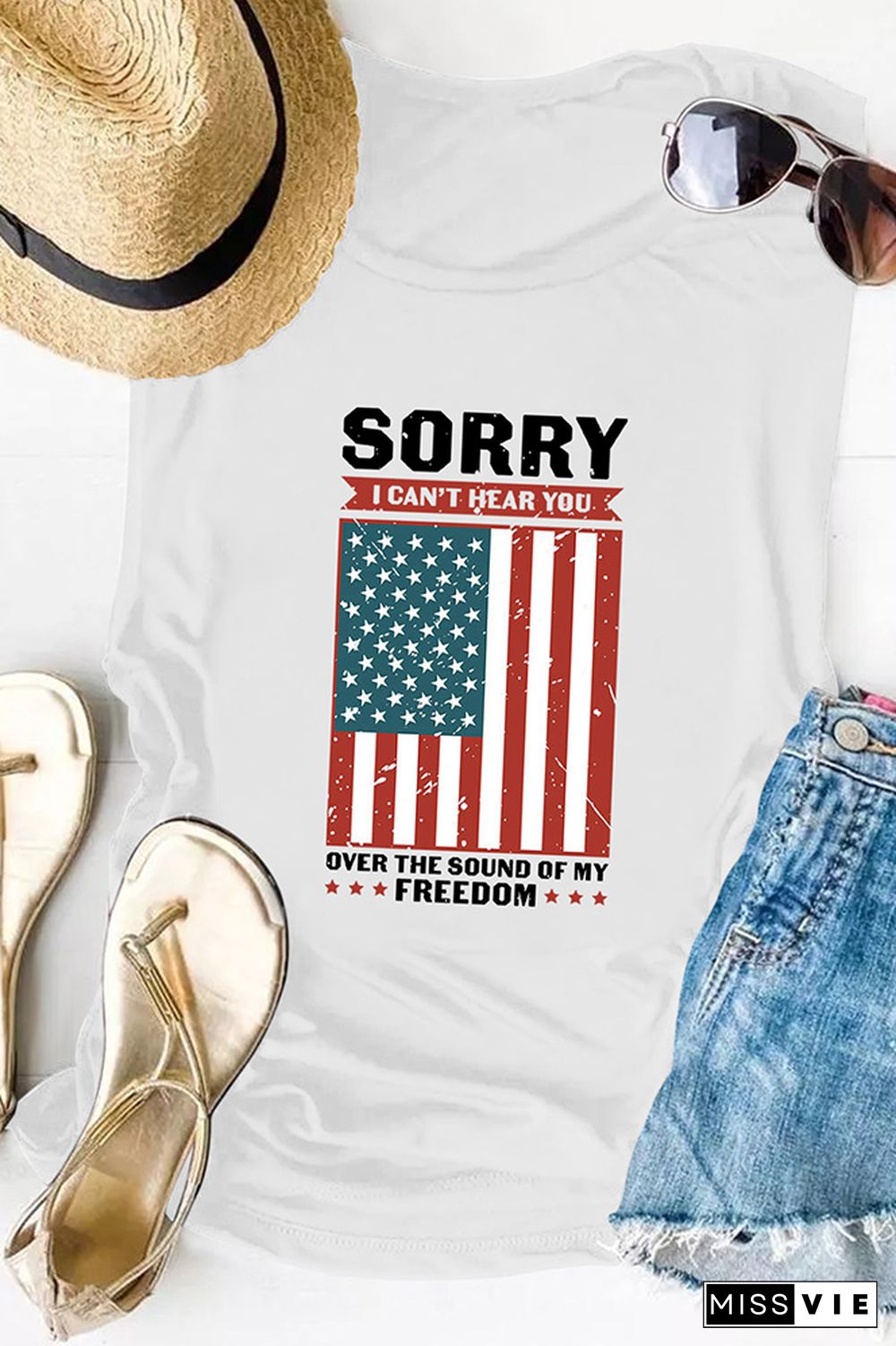 Sorry I Can't Hear You Over The Sound Of My Freedom Print Tank Top