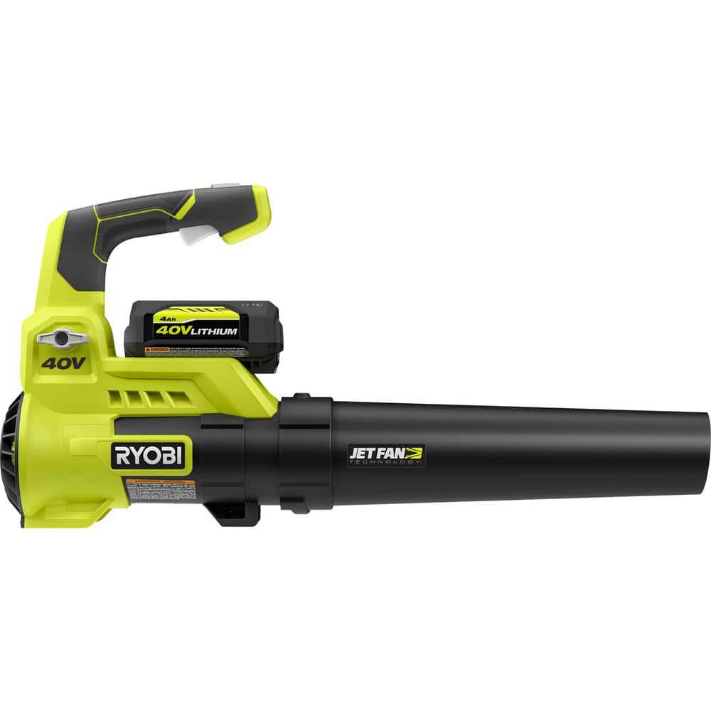 RYOBI 40V 110 MPH 525 CFM Cordless VariableSpeed Jet Fan Leaf Blower and 24 in Hedge Trimmer with 40 Ah Battery and Charger