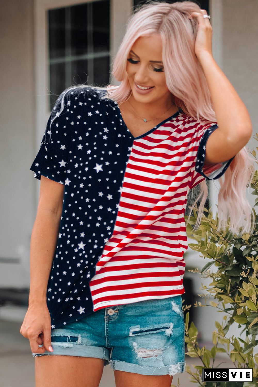 July 4th Stars and Stripes USA Flag Tee