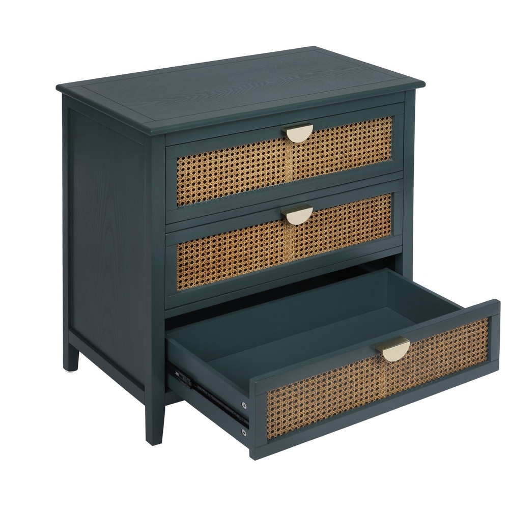 JASIWAY Modern Natural Rattan Storage Cabinet with Drawers