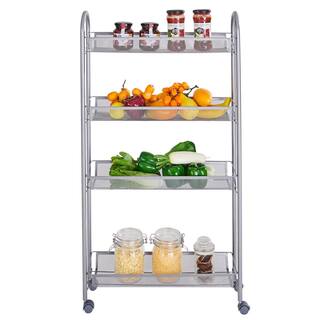 Karl home Storage Steel Removable 4-Wheeled Cart in Silver 302589548066