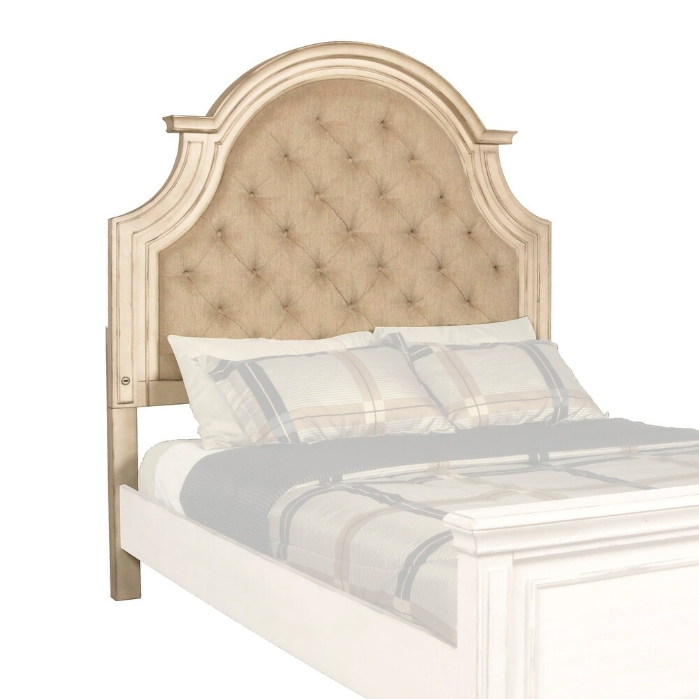 Eastern King Size Headboard with Diamond Tufted Details  Brown and Beige