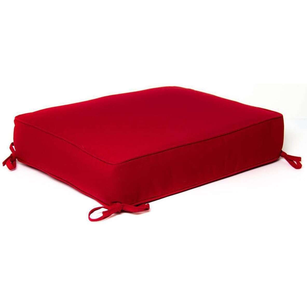 Sunbrella Canvas Jockey Red Small Outdoor Replacement Ottoman Cushion W/ Piping By Signature