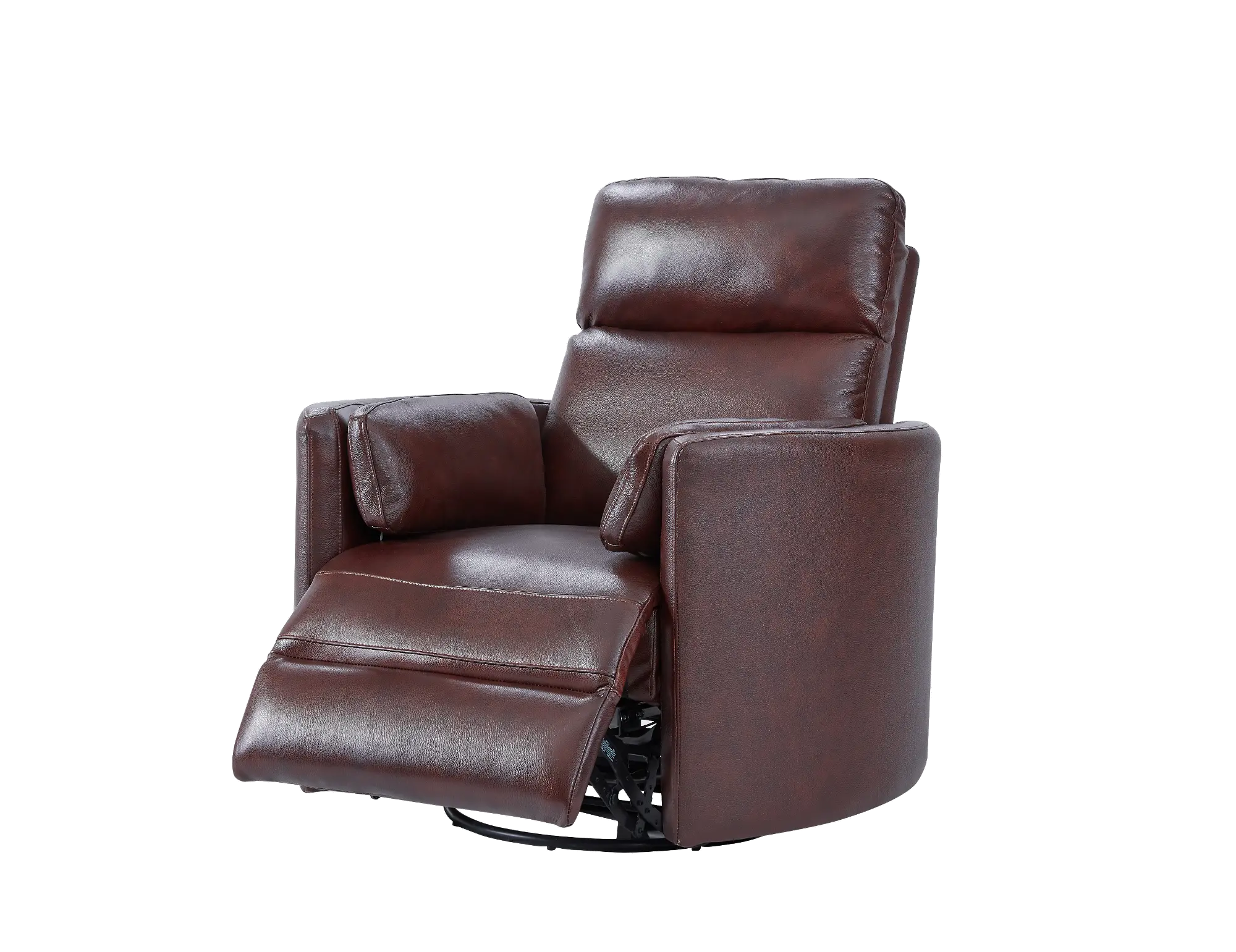 Mads Burgundy Leather-Match Power Glider Swivel Recliner