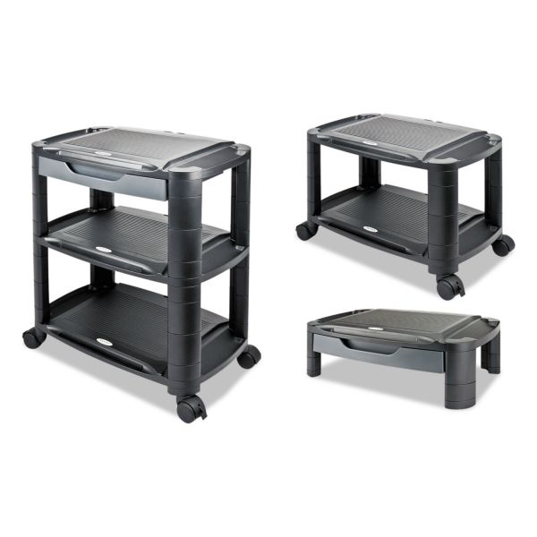 Alera 3-in-1 Cart/Stand， Plastic， 3 Shelves， 1 Drawer， 100 lb Capacity， 21.63