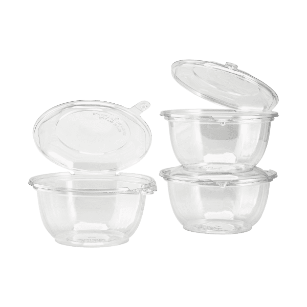 Karat 32oz PET Plastic Tamper Resistant Hinged Salad Bowl with Dome Lid - 240 sets