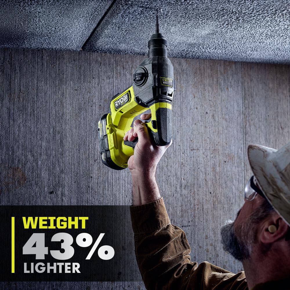 RYOBI ONE+ HP 18V Brushless Cordless Compact 58 in. SDS Rotary Hammer Kit with 2.0 Ah HIGH PERFORMANCE Battery and Charger PSBRH01K1