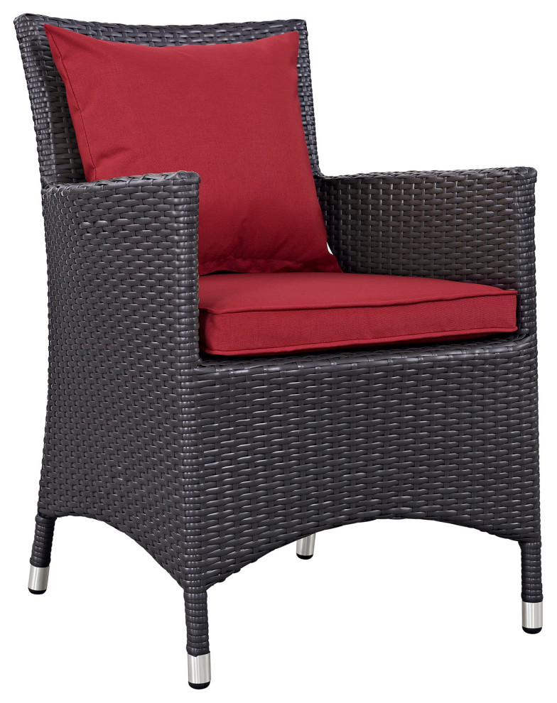 Espresso Red Convene 7 Piece Outdoor Patio Dining Set   Tropical   Outdoor Dining Sets   by GwG Outlet  Houzz