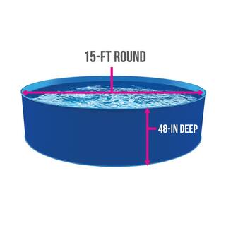 Blue Wave 15 ft. Round 48 in. D Cobalt Steel Wall Pool Package NB19785