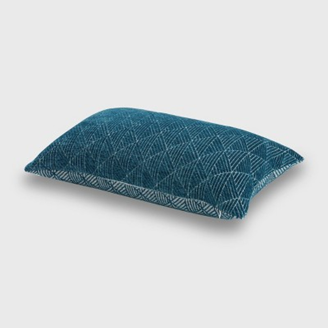 14x24 Oversized Geometric Chenille Woven Jacquard Reversible Lumbar Throw Pillow Teal - freshmint