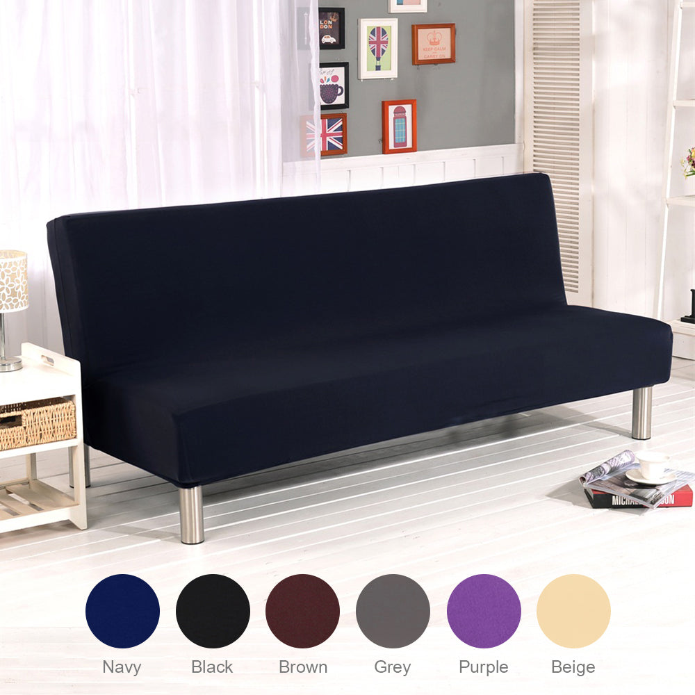 Elastic Futon Sofa Slipcover, Armless Sofa Bed Cover Furniture Protector Couch Cover for Pets Kids Children, Black