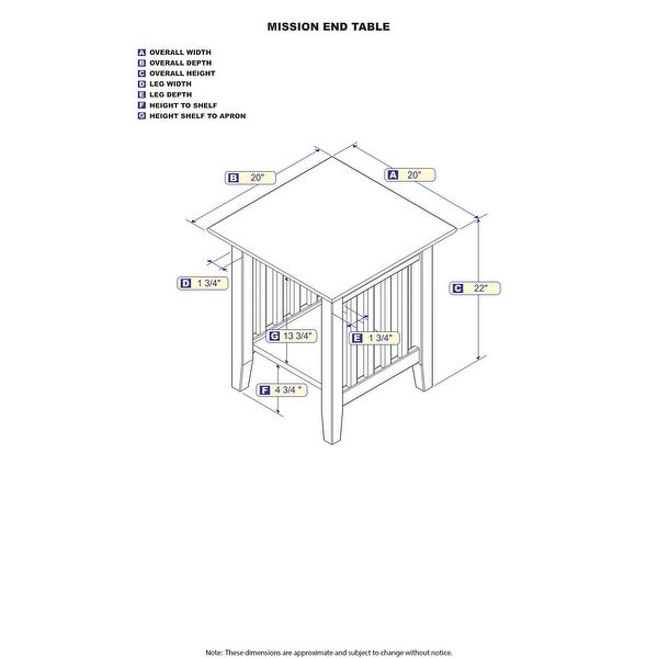 Mission Solid Hard Wood End Table in Walnut