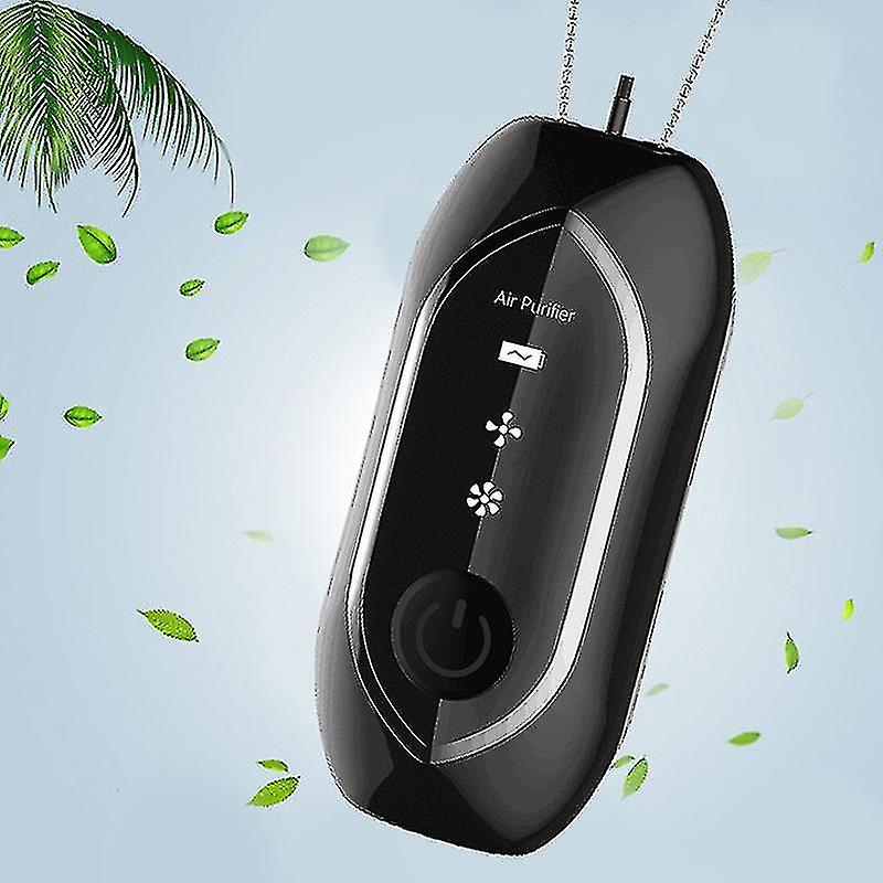 Mini Hanging Neck Air Purifier， Negative Ion Generator Black